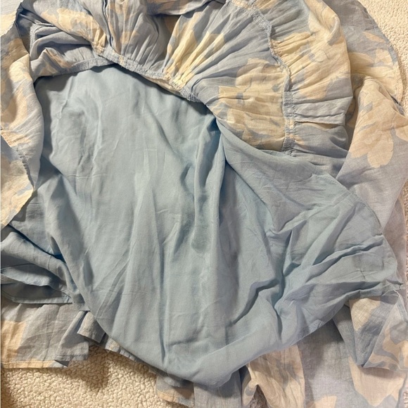 Free People Sundrenched Short-Sleeve Floral Maxi Dress Sky Blue Puff Sleeve - Picture 12 of 16